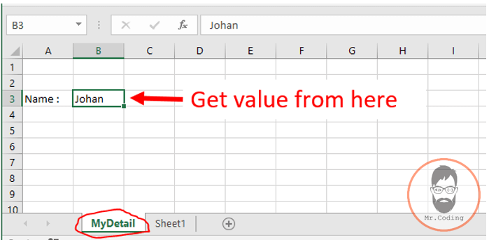 Example to get the value of cell using Cells object in MS Excel VBA