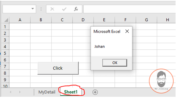 Example to get the value of cell using Cells object in MS Excel VBA