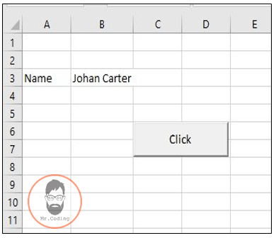 Example to set the cell value using Cells object in MS Excel VBA