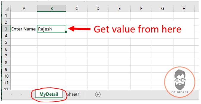 Example to set the cell value using Cells object in MS Excel VBA