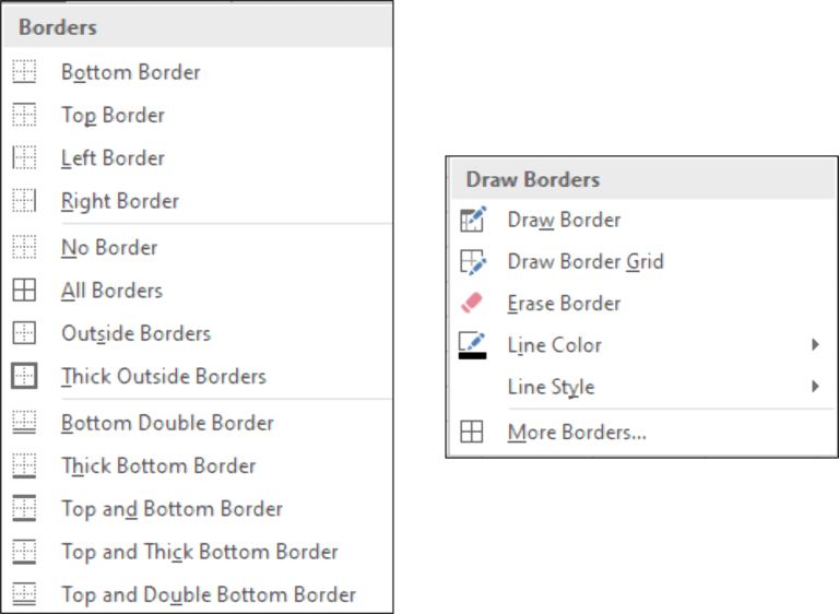 Borders and Draw Borders