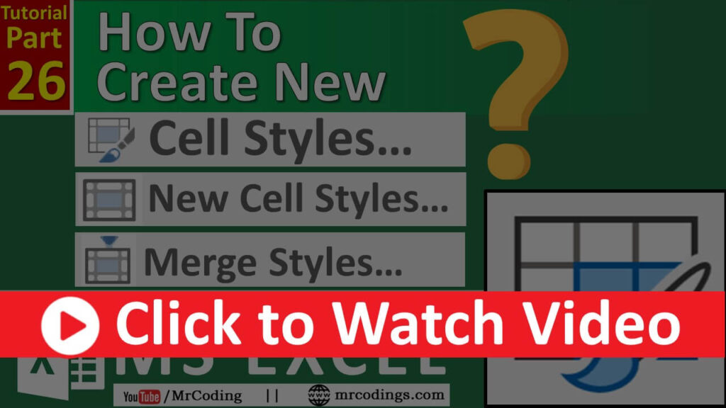 MSEXCEL26How To Create New Cell Styles in Excel Merge Styles