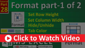 MS-EXCEL-28-How to Set Cell Size | Row Height | Hide and Unhide | Set Sheet Tab Color | Format