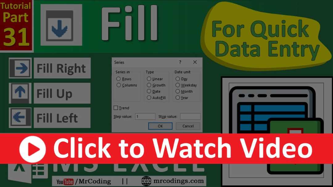 Excel | Fill | Fill Series | AutoFill | Trend | Across Worksheets