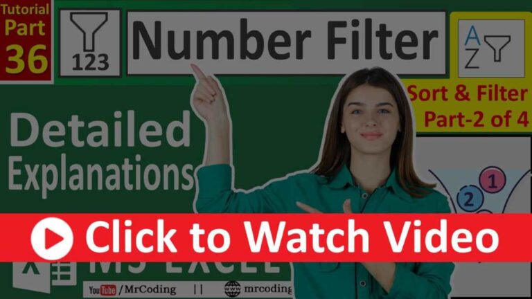 MS-EXCEL-36-Number Filter in Excel - Sort and Filter - Detailed Explanations - Excel Filters - Hindi