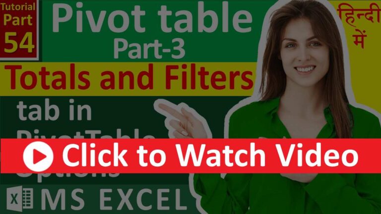 MS-EXCEL-54-Pivot Table Options - Totals and Filters Tab - How to Hide Grand Total in PivotTable