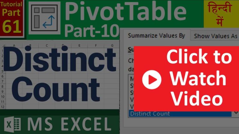 MS-EXCEL-61-Distinct Count in Pivot Table - Count Unique Value in Pivot Table - Data Model - Excel