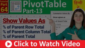 MS-EXCEL-64- % of Parent Total | % of Parent Row Total | % of Parent Column Total | Show Value As