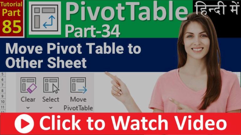 MS-EXCEL-85-How to Move Pivot Table to another sheet - Clear, Select and Move Pivot Table - Hindi