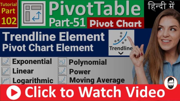 MS-EXCEL-102-Trendline Element in Pivot Chart | Types of Trendline | Moving Average for Stock Chart