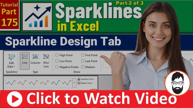 sparklines design tab in excel format & customize sparklines excel tutorial ms excel part 175 youtube (mr coding)
