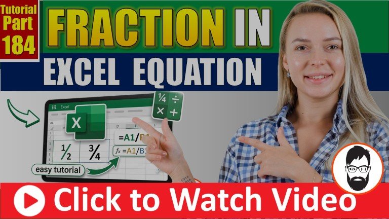 fraction in excel equation how to insert & format fraction structures ms excel part 184 youtube (mr coding)
