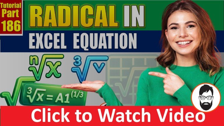 radical in excel equation how to insert square root & nth root in equation ms excel part 186 youtube (mr coding)